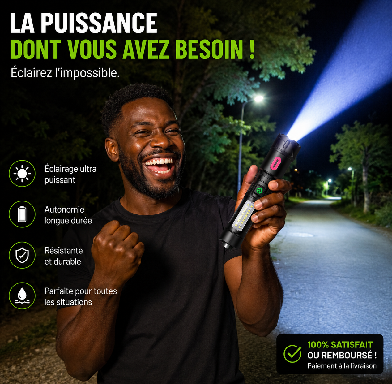 Lampe Torche Électrique Ultra Puissante — Éclairage Longue Distance