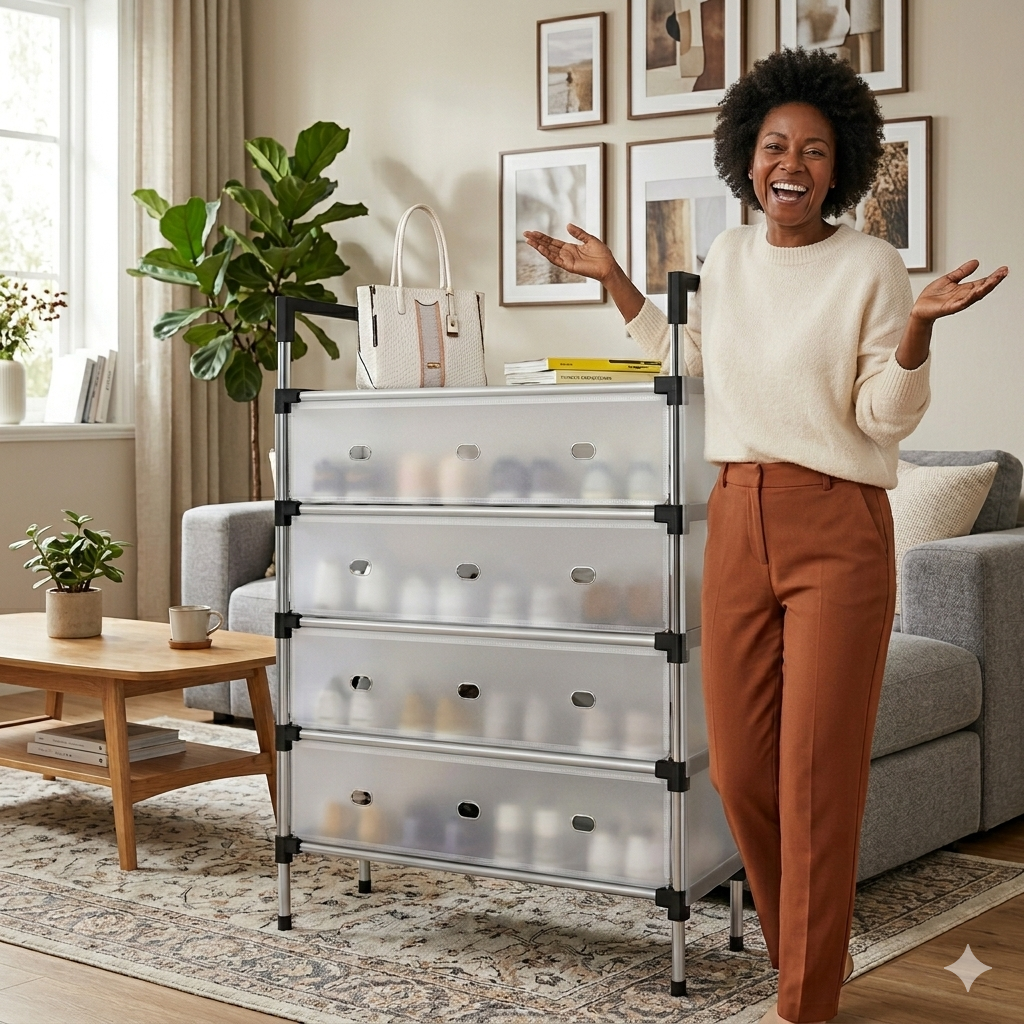 Rangeur de Chaussures Anti-Poussière 4 Tiroirs – Organisez Votre Maison en 5 Minutes