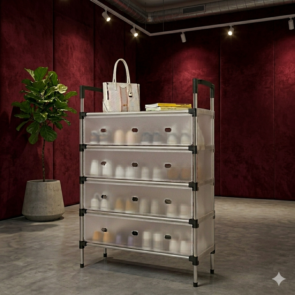 Rangeur de Chaussures Anti-Poussière 4 Tiroirs – Organisez Votre Maison en 5 Minutes