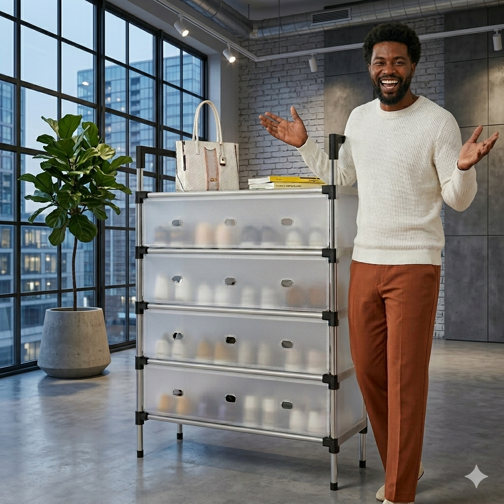 Rangeur de Chaussures Anti-Poussière 4 Tiroirs – Organisez Votre Maison en 5 Minutes
